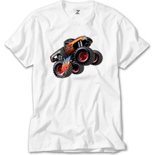 Z Zeplin Cartoon Monster Truck Beyaz Tişört