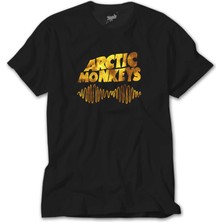 Z Zeplin Arctic Monkeys Logo Wave Gold Siyah Tişört