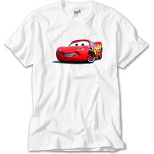 Z Zeplin Şimşek Mcqueen Cars Beyaz Tişört