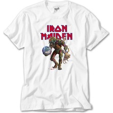 Z Zeplin Iron Maiden Monster Guitarist Beyaz Tişört