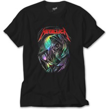 Z Zeplin Metallica Rainbow Skull Time Siyah Tişört