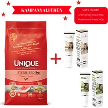 Unique Sterilised Kısırlaştırılmış Kedi Maması Somonlu 2 kg Anti Hairball ve Multivitamin Hediyeli