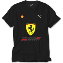 Z Zeplin F1 Ferrari Siyah Tişört