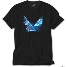 Z Zeplin Valorant Jett Logo Siyah Tişört