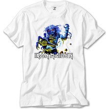 Z Zeplin Iron Maiden Sleeve Beyaz Tişört