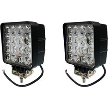 Reycar 2 Adet 16 LED Kare 9-48 Volt 48 Watt IP67 Çalışma Lambası