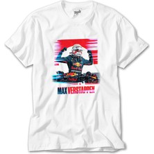 Z Zeplin F1 Max Verstappen Eyes Beyaz Tişört