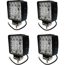 Reycar 4 Adet 16 LED Kare 9-48 Volt 48 Watt IP67 Çalışma Lambası