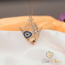 Renkli Taşlı Nazar Boncuklu Dülger Balığı Gümüş Kolye