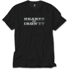Z Zeplin Hearts Of Iron Iv Silver Logo Siyah Tişört