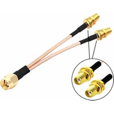 Y Tip RG316 15CM 1x Sma Erkek 2x Sma Dişi Kablo Rf Uzatma Kablosu Altın Kaplama Soket 0-6ghz Wi-Fi