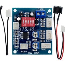 3 Kanal Dc 12V 4A Pwm Fan Hız Kontrol HW585 Otomatik Sıcaklık Kontrol Ntc Sensör Buzzer Uyarı Pc