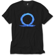Z Zeplin God Of War Ragnarok Blue Logo Siyah Tişört