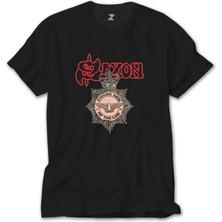 Z Zeplin Saxon Strong Arm Of The Law Siyah Tişört