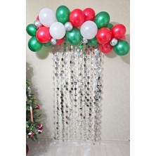 Pekshop Yılbaşı Balon Zinciri Paketi Gümüş Yıldızlı Arka Fonlu Yılbaşı Balon Süsleme Seti