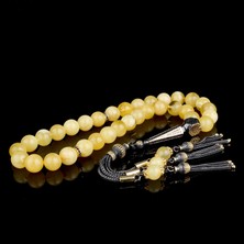 Tesbih Sepetim Çift Renk 925 Ayar Gümüş Püsküllü 10MM Küre Kesim Damla Keribar Tesbih