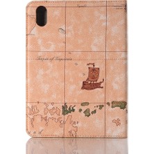 Dgplz Store iPad Mini 6 / Mini 2024 Için Harita Desenli Deri Kılıf (Yurt Dışından)