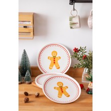 Fh Finehome Kurabiye Adam Porselen 4 'Lü Yılbaşı Pasta Tabağı 21 Cm