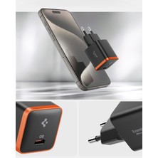 Spigen 30W USB-C Ultra Mini Hızlı Şarj Aleti Samsung PPS / Isı Düşürücü GaN Destekli Akım Korumalı Güç Adaptörü iPhone & Android & iPad & MacBook Type-C Black- ACH08448