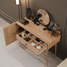 Mezza 2244 Love Aynalı(AHŞAP AYAKLI)mdf Profil Çerçeveli Çekmeceli-kapaklı 120cm Makyaj Masası Sepet Yunus