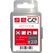Sece 1/4'' Torx Bits Uç T20X25 mm 20 Adet