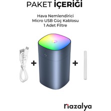 Nazalya 400 ml Gri Ultrasonik Hava Nemlendirici Buhar Makinesi ve Aroma Difüzörü