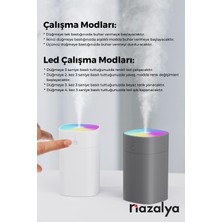 Nazalya 400 ml Gri Ultrasonik Hava Nemlendirici Buhar Makinesi ve Aroma Difüzörü