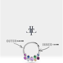 Dağınık Renkli Safirli Halka Piercing, 10-12 mm , 1.2 Mm, 14K Sarı-Beyaz-Kırmızı Altın | LC00001MS
