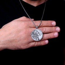 Tesbih Sepetim 925 Ayar Gümüş Göktürkçe Türk Yazılı Kurt Model Kolye