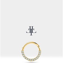 Dizi Pırlantalı Halka Piercing, 10-12 mm , 1.2 Mm, 14K Sarı-Beyaz-Kırmızı Altın | LC00002D