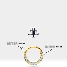 Dizi Pırlantalı Halka Piercing, 10-12 mm , 1.2 Mm, 14K Sarı-Beyaz-Kırmızı Altın | LC00002D