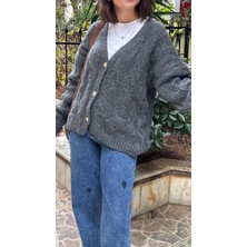 Lasorella Butik Kadın Gri Hırka