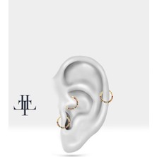Dizi Renkli Safirli Halka Piercing, 10-12 mm , 1.2 Mm, 14K Sarı-Beyaz-Kırmızı Altın | LC00002MS