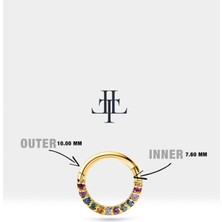 Dizi Renkli Safirli Halka Piercing, 10-12 mm , 1.2 Mm, 14K Sarı-Beyaz-Kırmızı Altın | LC00002MS