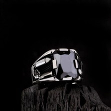 Tesbih Sepetim 925 Ayar Gümüş Zirkon Taşlı Altı Patlar Model Erkek Yüzük