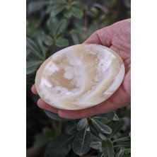 Pozitif Doğal Taş Doğal Sarı Oniks Taşından Kase 32-Onk