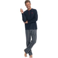 U.s. Polo Assn. %100 Pamuk Uzun Kol Erkek Pijama Takım 18843