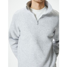 Erkek Sweatshirt Yarım Fermuarlı % 100 Pamuk Tiftiklenme Yapmaz.