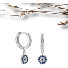 BymissMücevherat Zirkon Taşlı Nazar Boncuğu Küpe - 925 Ayar Gümüş