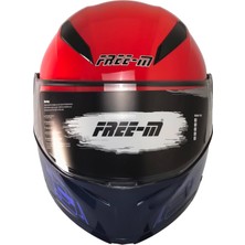 Free-M 965 93 Mavi-Kırmızı Çene Açılır Kask