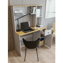 Çalışma Masası Parlak Beyaz Marbella Kitaplıklı Raflı Modern Masa