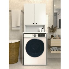 Montenero Çamaşır Makinesi Dolabı Parlak Beyaz Modern Banyo Dolabı