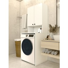 Montenero Çamaşır Makinesi Dolabı Parlak Beyaz Modern Banyo Dolabı