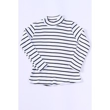 HÇM Kız Çocuk Boğazlı Triko Badi Çizgili C41