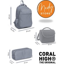 Coral High Renkli Dondurmalı Kedi Desenli 3’lü Okul Çanta Seti