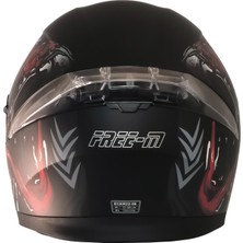 Free-M 965 Swamp Mat Siyah-Kırmızı Çene Açılır Kask