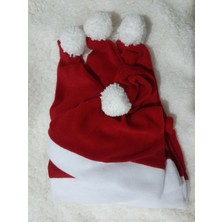 Işık Kasabası 4'lü Noel Baba Şapkası - Yetişkin Yılbaşı Şapkası- Kırmızı Beyaz Polar Yeni Yıl - Ponponlu Şapka