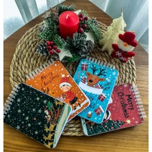 A6 Boy Christmas Magic Notepad Set – Yılbaşı Temalı 4’lü Not Defteri Seti Üstten Spiralli 40 Yaprak