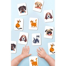 Mediterian Sevimli Kedi Köpek Eşleştirme Hafıza Oyunu Memory Game Ahşap Eğitici Oyuncak