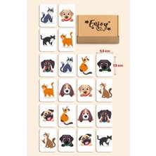 Mediterian Sevimli Kedi Köpek Eşleştirme Hafıza Oyunu Memory Game Ahşap Eğitici Oyuncak